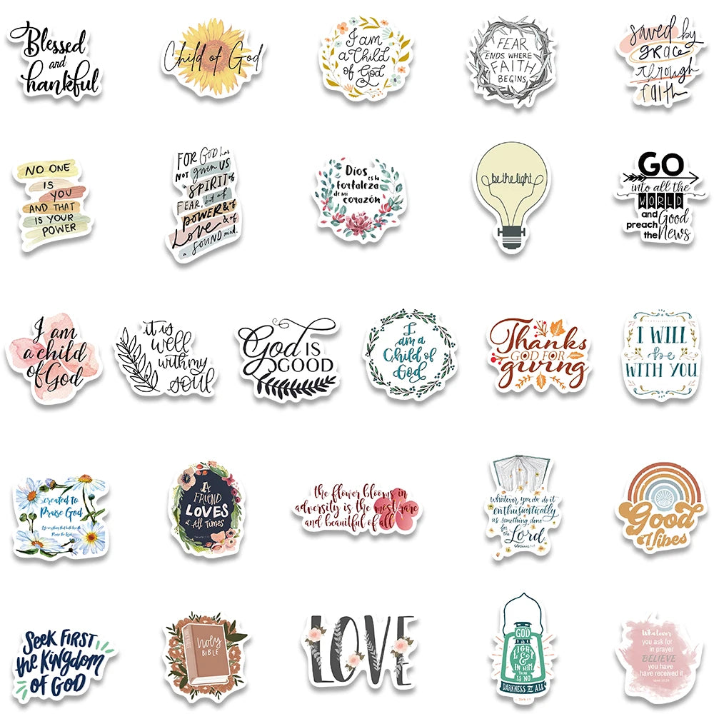 52pcs Stickers (Bible Verse/Religious/Christian) Texts