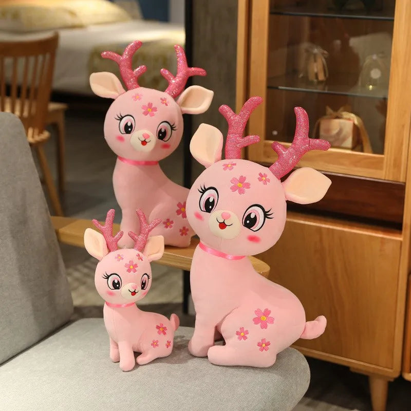 Cute/Kawaii Deer Plush Toys 30/45/50cm - Brown/Pink