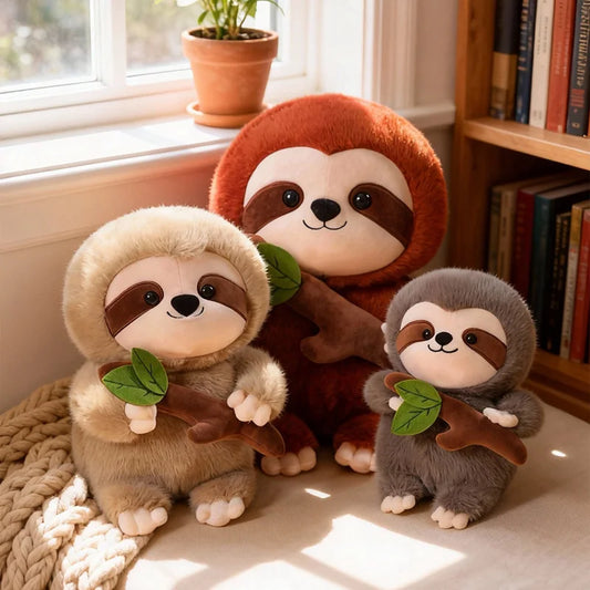 Cute Sloth Plush Toys 20/30/40cm - Brown/Khaki/Grey