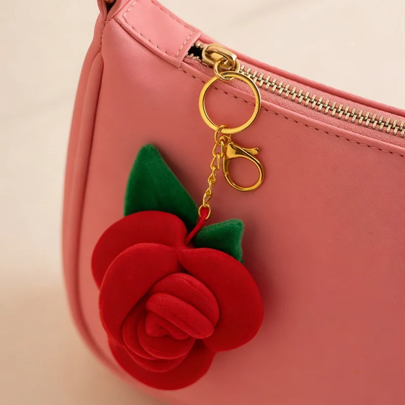 Cute Flower (Rose) Plush Keychain 8cm - Yellow/Red/Pink/Blue/Orange/Purple