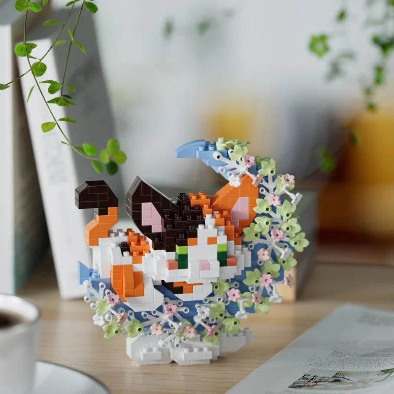 Cute Animal With Flower Moon Set Mini Building Blocks - 18 Styles