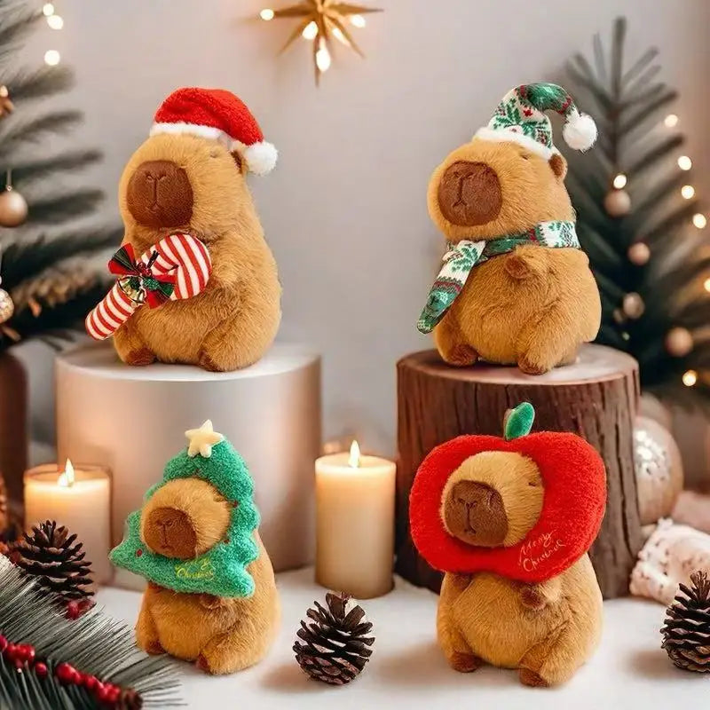 Cute Capybara With Christmas(Hat/Candy/Tree/Apple/Scarf) Plush Toys 25cm - 4 Styles