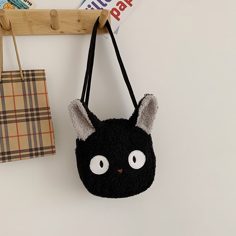 Animal (Black Cat/Brown Dog/White Sheep) Plush Shoulder Bags