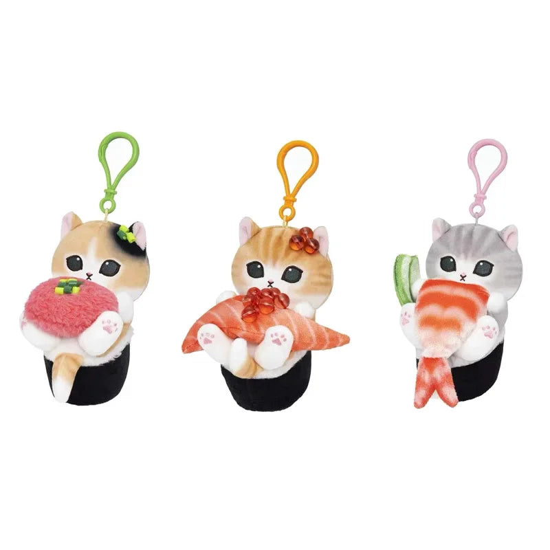 Mofusand Cat With Sushi Up Plush Keychains - 3 styles