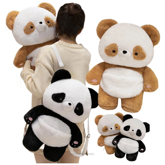 Cute Panda Plush Backpacks 30x48cm - Black/Brown