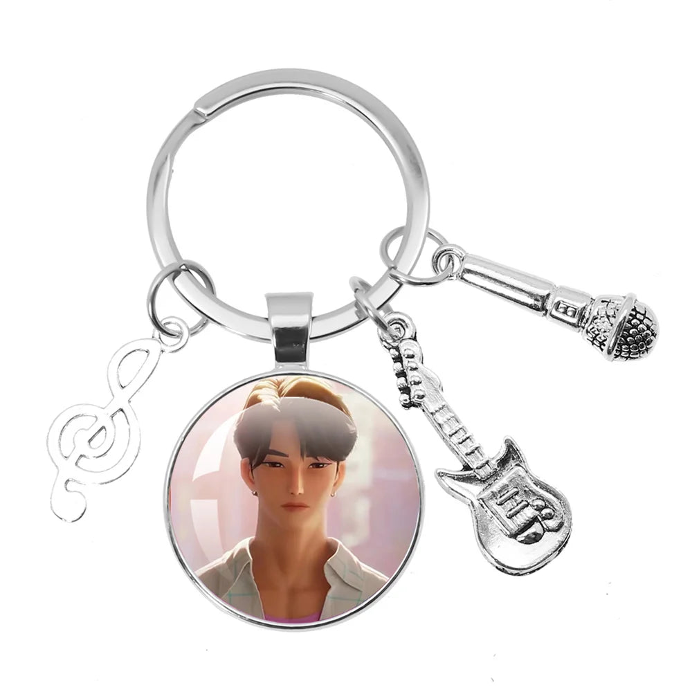 Cute K-Pop Demon Hunters/Saja Boys/Derpy Keychain with Music Themed Pendant