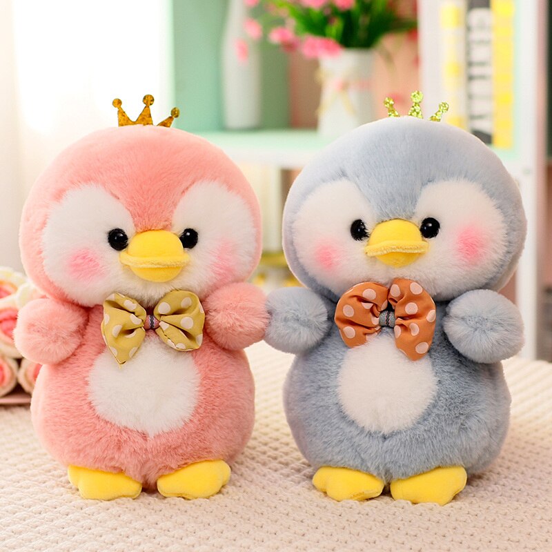 Cute Animal(Penguin/Duck/Frog/Panda/Elephant/Pig) With Crown Plush Toys 25cm