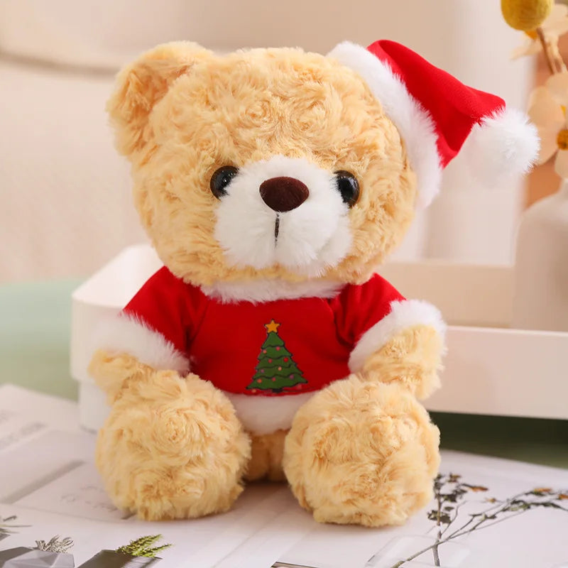 Teddy Bear With Christmas Hat And T-Shirt/Bow Plush Toys 20cm - 18 Styles