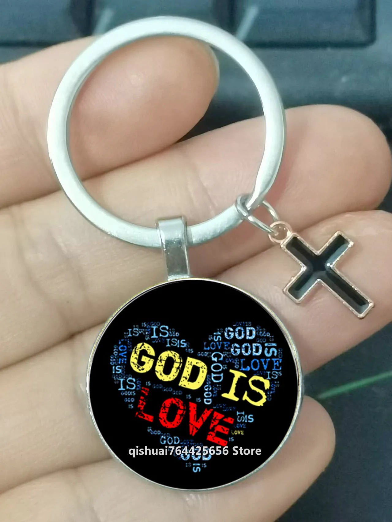 Keychain With The Bible Verse /Religious Message And The Cross  - 22  Styles