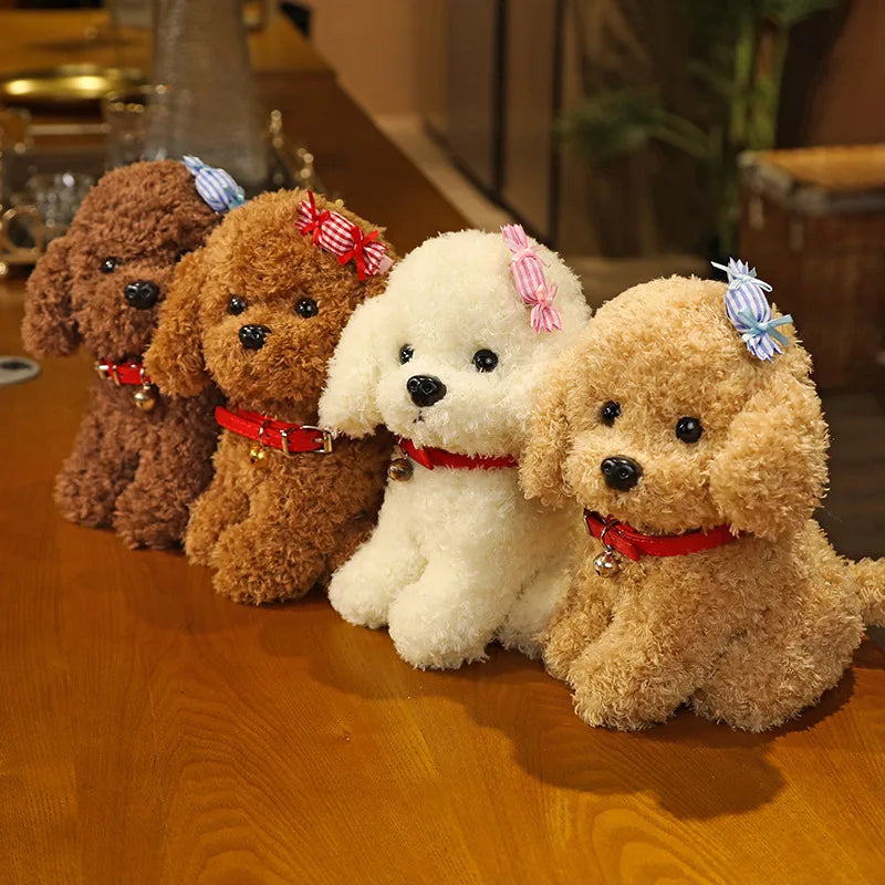 Cute Teddy Dog With/Without Hair Clip Plush Toys 22/28cm (Brown/White/Khaki ) - 6 Styles