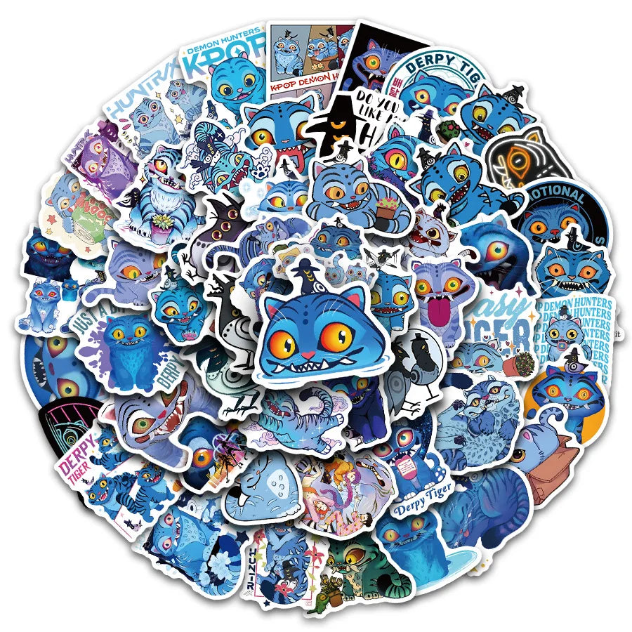 56 pcs Cute/Kawaii K-Pop Demon Hunters Stickers - Derpy Tiger
