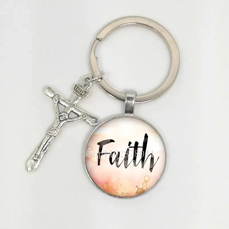 Keychain With The Bible Verse/Inspirational Message And Cross- 10 Styles