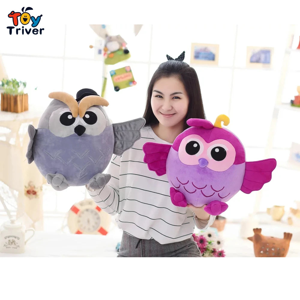 Cute Bird (Owl) Plush Toys 25/38/55cm - Blue/Brown/Pink/Grey (4 Styles)