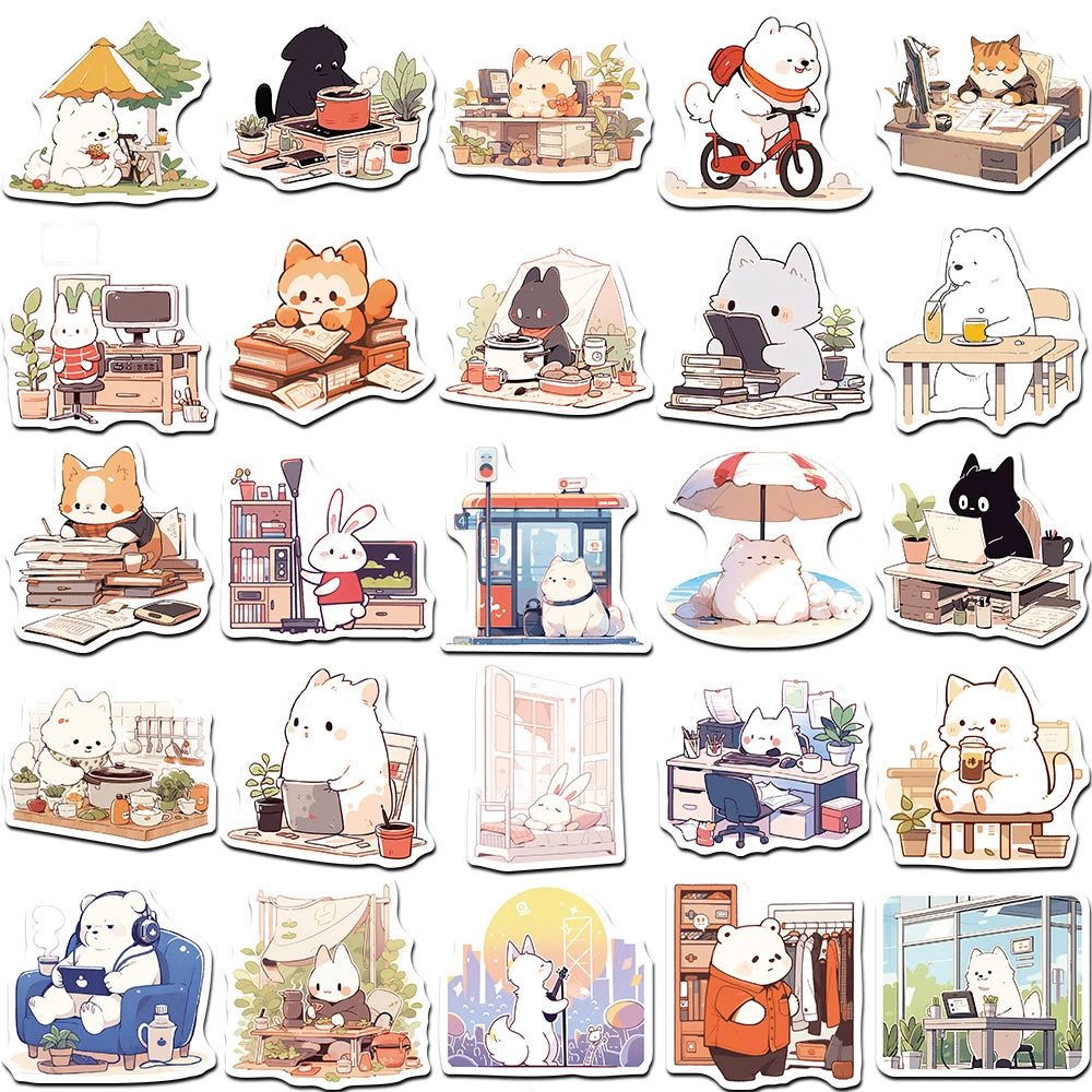 50 pcs Cute/Kawaii Cat Stickers - V4