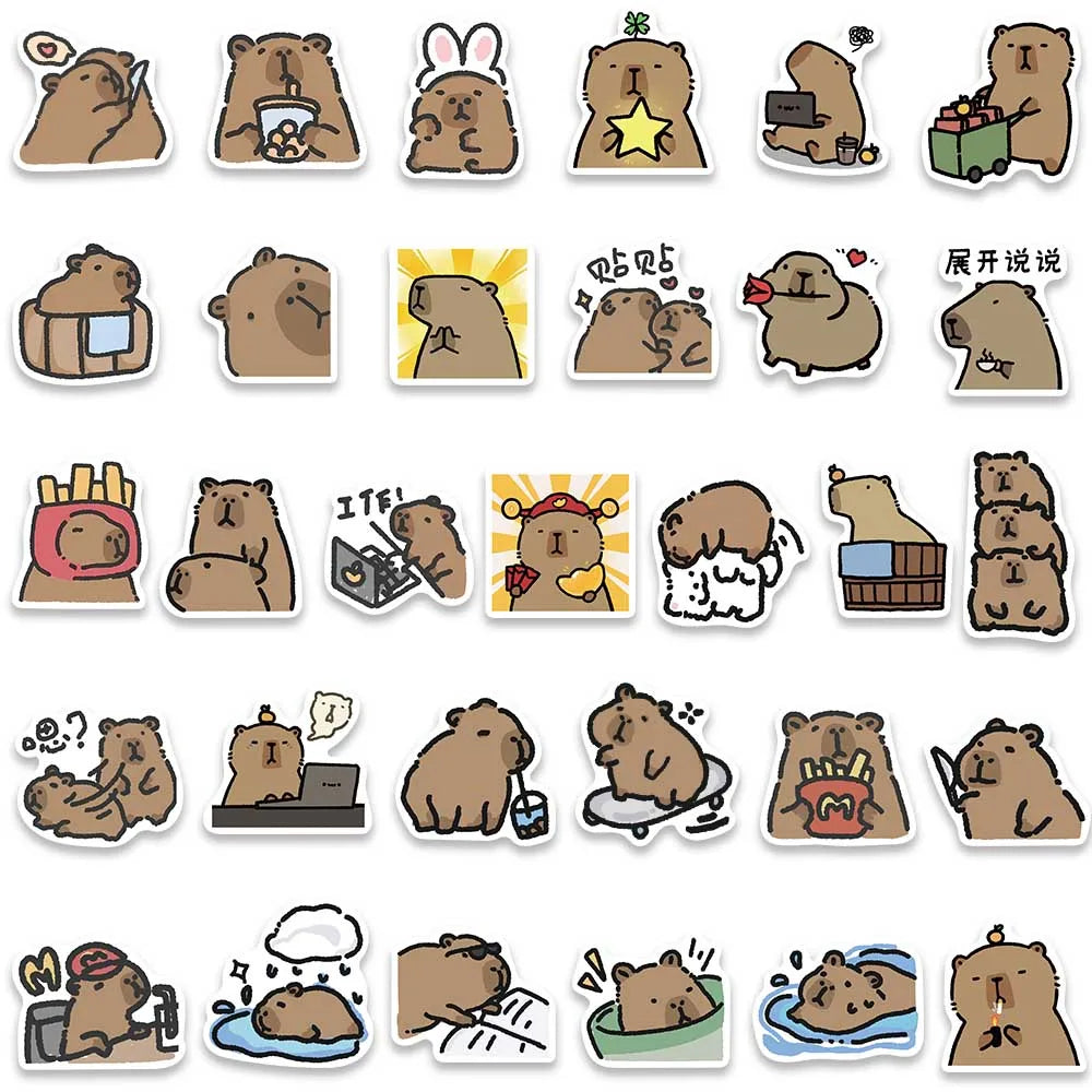 50/100 pcs Cute Capybara Stickers