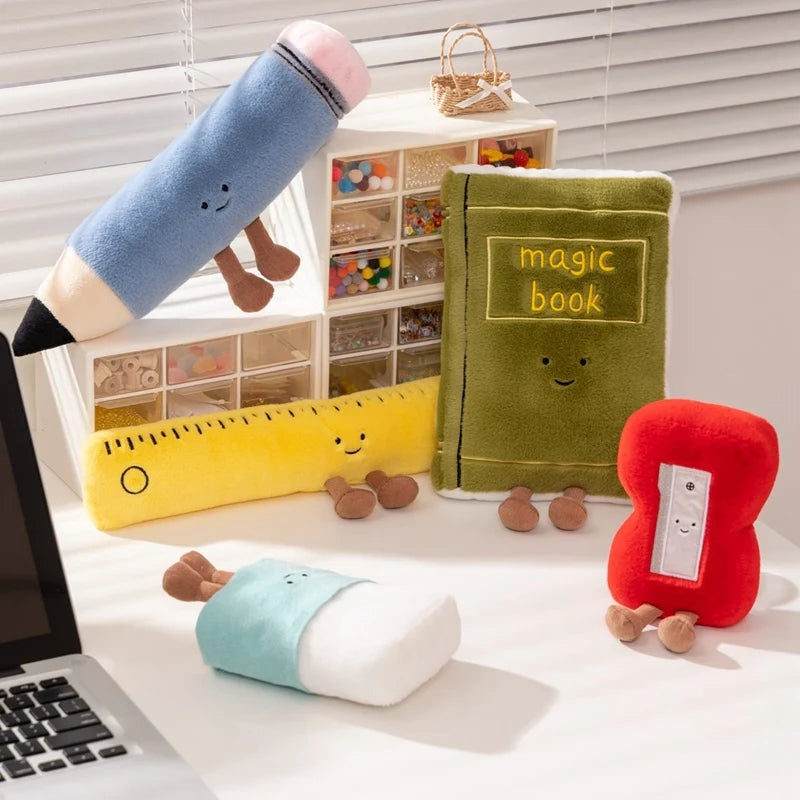 Cute Stationery (Book/Eraser/Pencil/Ruler/Sharpener) Plush Toys - 5 Styles