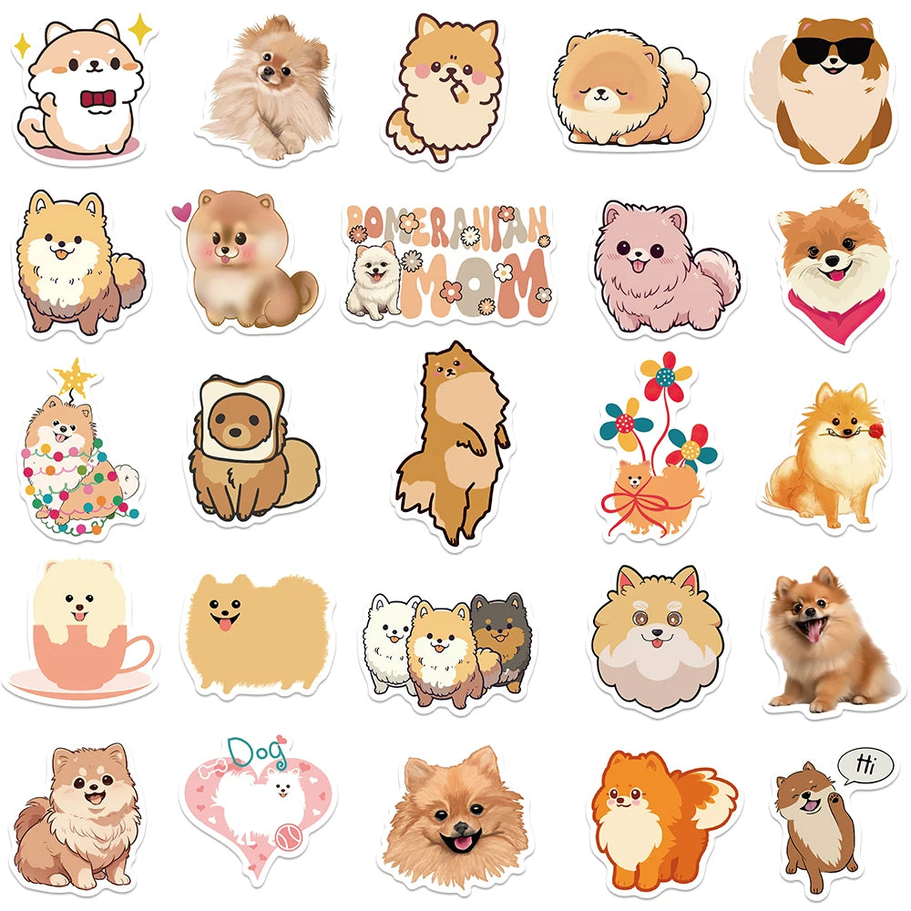 50 pcs Cute/Kawaii Dog (Pomeranian) Stickers