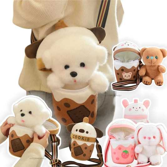 Cute Bear/Dog/Rabbit In A Bubble Tea Bag Plush Toys