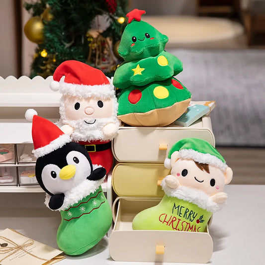 Christmas (Tree & Penguin/Santa Claus/Elf In Socks) Plush Toys 25cm - 4 Styles