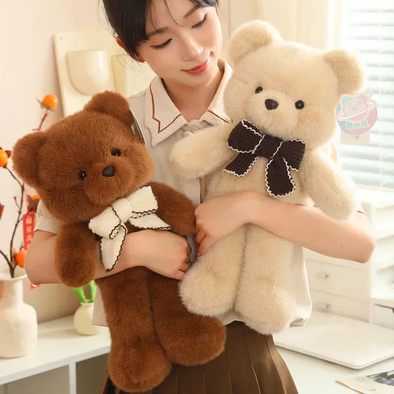 Cute Teddy Bear With Ribbon Plush Toys 45/70cm - Brown/Beige