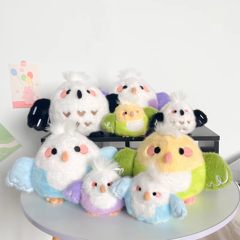 Cute Bird Plush Toys 18cm and Plush Keychains 10cm - Purple/Blue/Green/Black