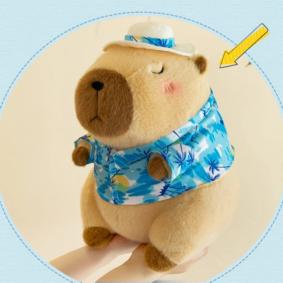 Cute Capybara With Beach Wear (Hat/Shirt/Swim Ring) Plush Toys 24cm - 3 Styles