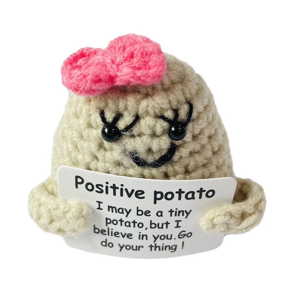 Handmade Knitted Potato/Corn/Carrot/Chicken/Avocado/Pear/Apple/Eggplant/Pea/Peach/Pitaya With Positive Message - 25 Styles