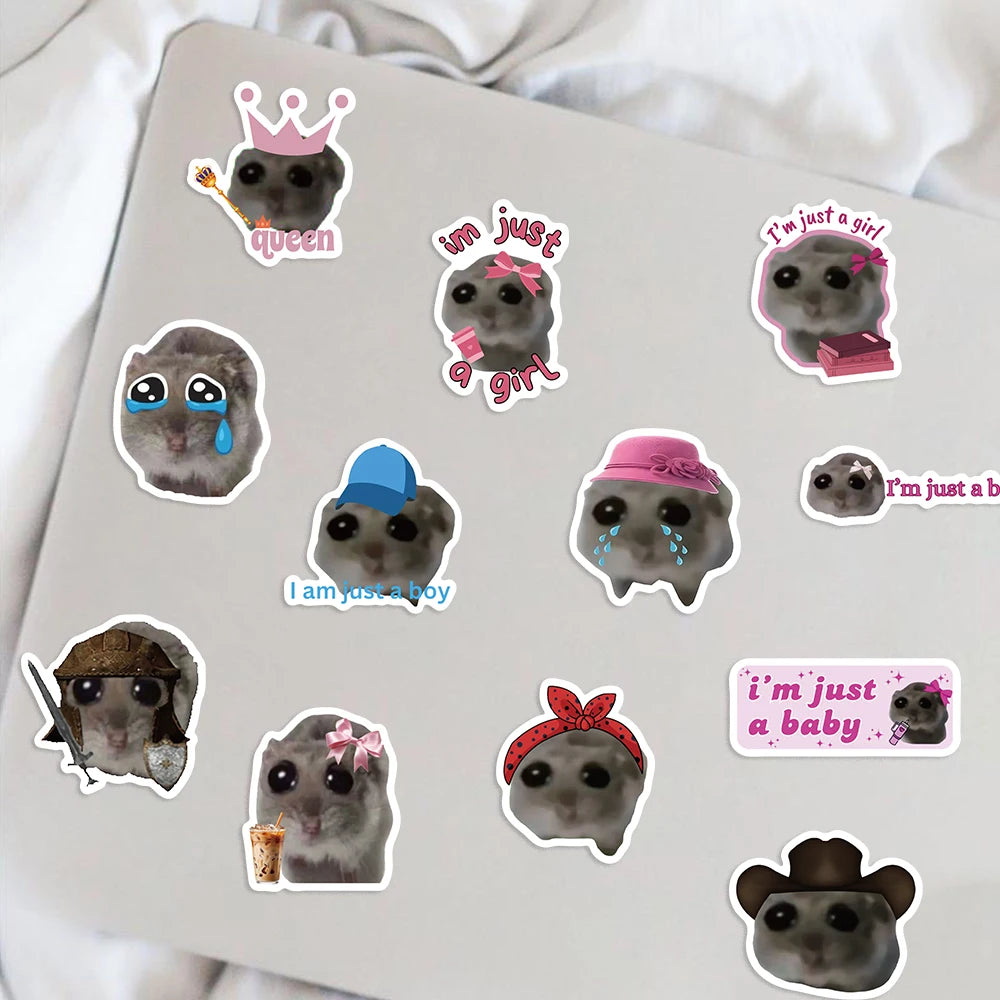 56 pcs Cute/Kawaii Sad Hamster Stickers