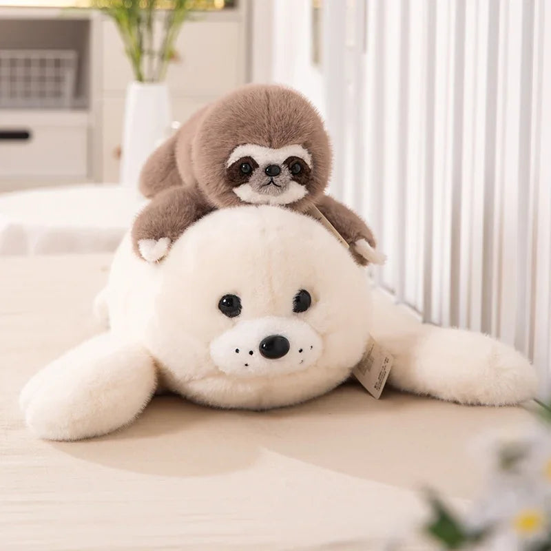 Cute Lying Monkey/Seal/Sloth Plush Pillow Toys 31/47/65cm