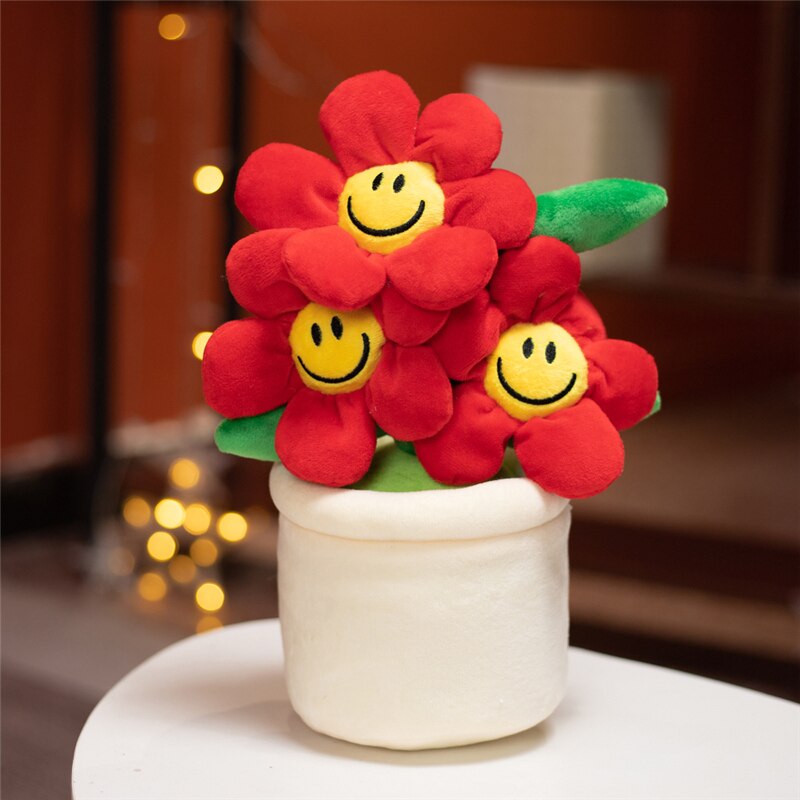 Smiley Potted Flower Plush Toys 30cm