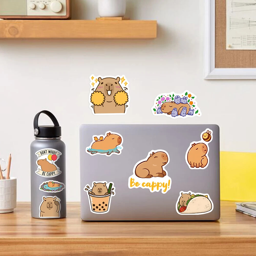 50 pcs Cute/Kawaii Capybara Stickers - V2