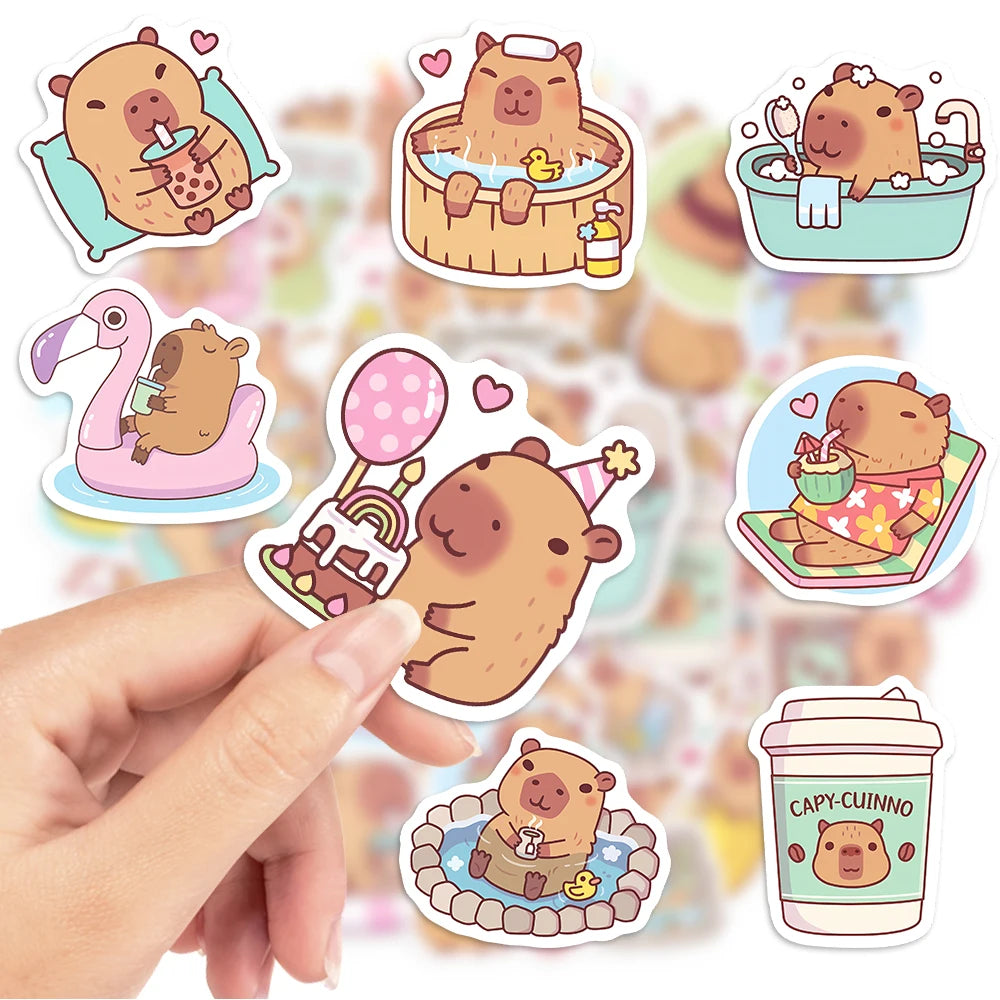 50 pcs Cute/Kawaii Capybara Stickers