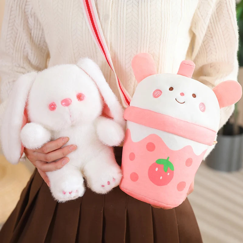 Cute Bear/Dog/Rabbit In A Bubble Tea Bag Plush Toys