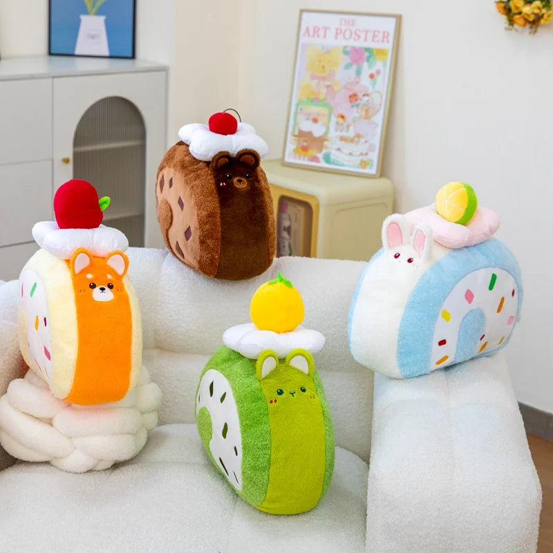 Funny Animal and Swiss Roll Cake Hybrid Plush Toys 40cm - 5 Styles