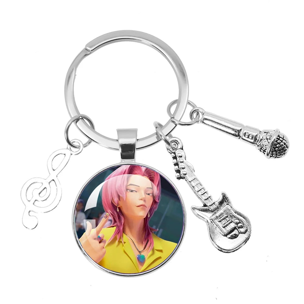 Cute K-Pop Demon Hunters/Saja Boys/Derpy Keychain with Music Themed Pendant