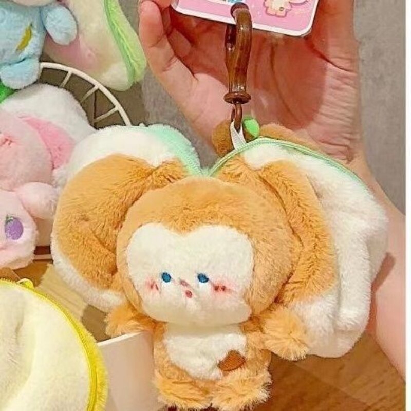 Funny Animal(Pig/Rabbit/Duck/Monkey/Donkey) In Fruit Bag Plush Keychains