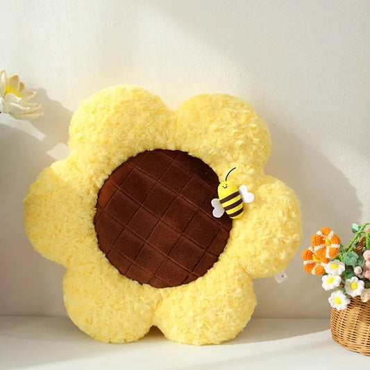 Cute Sunflower With Bee Plush Pillow Toys 50cm