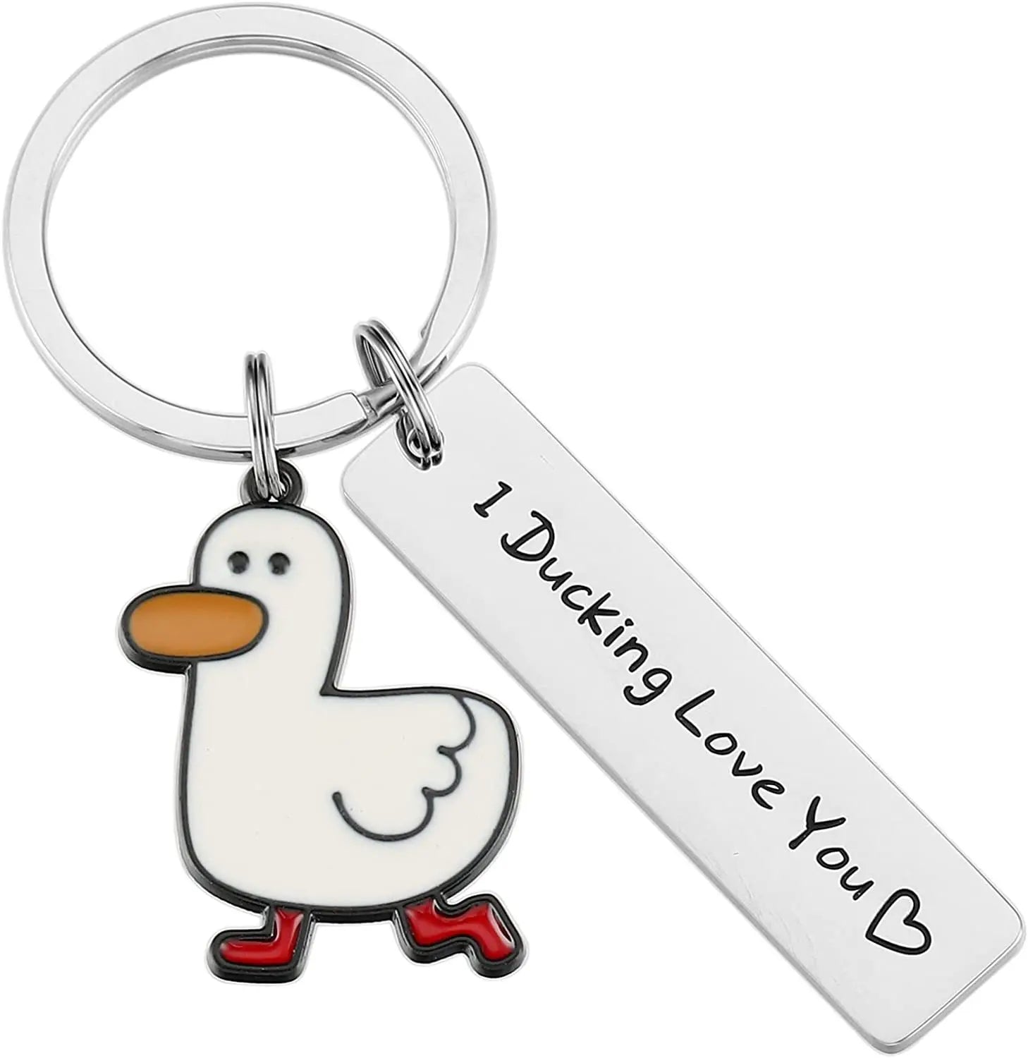 Keychain With The Positive Message ("I Ducking Love You") With Duck