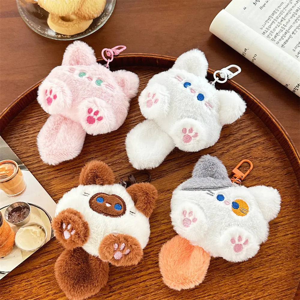 Cute Cat Plush Keychains 11.5x8cm - Pink/White/Brown/Grey