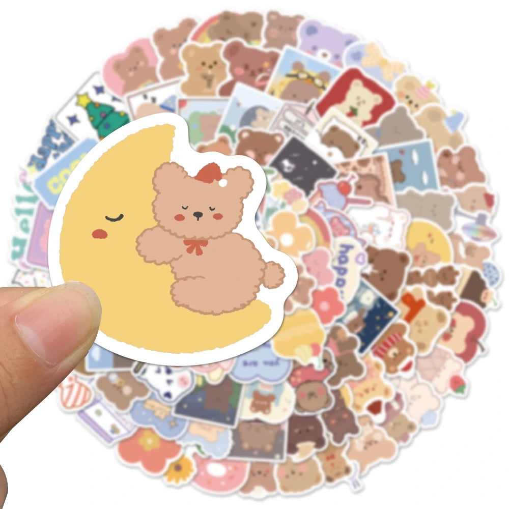 102 pcs Cute/Kawaii Bear Stickers