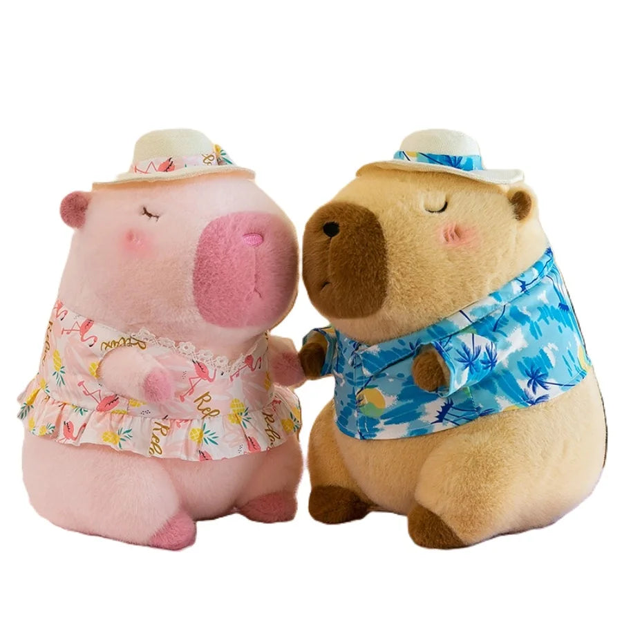 Cute Capybara With Beach Wear (Hat/Shirt/Swim Ring) Plush Toys 24cm - 3 Styles