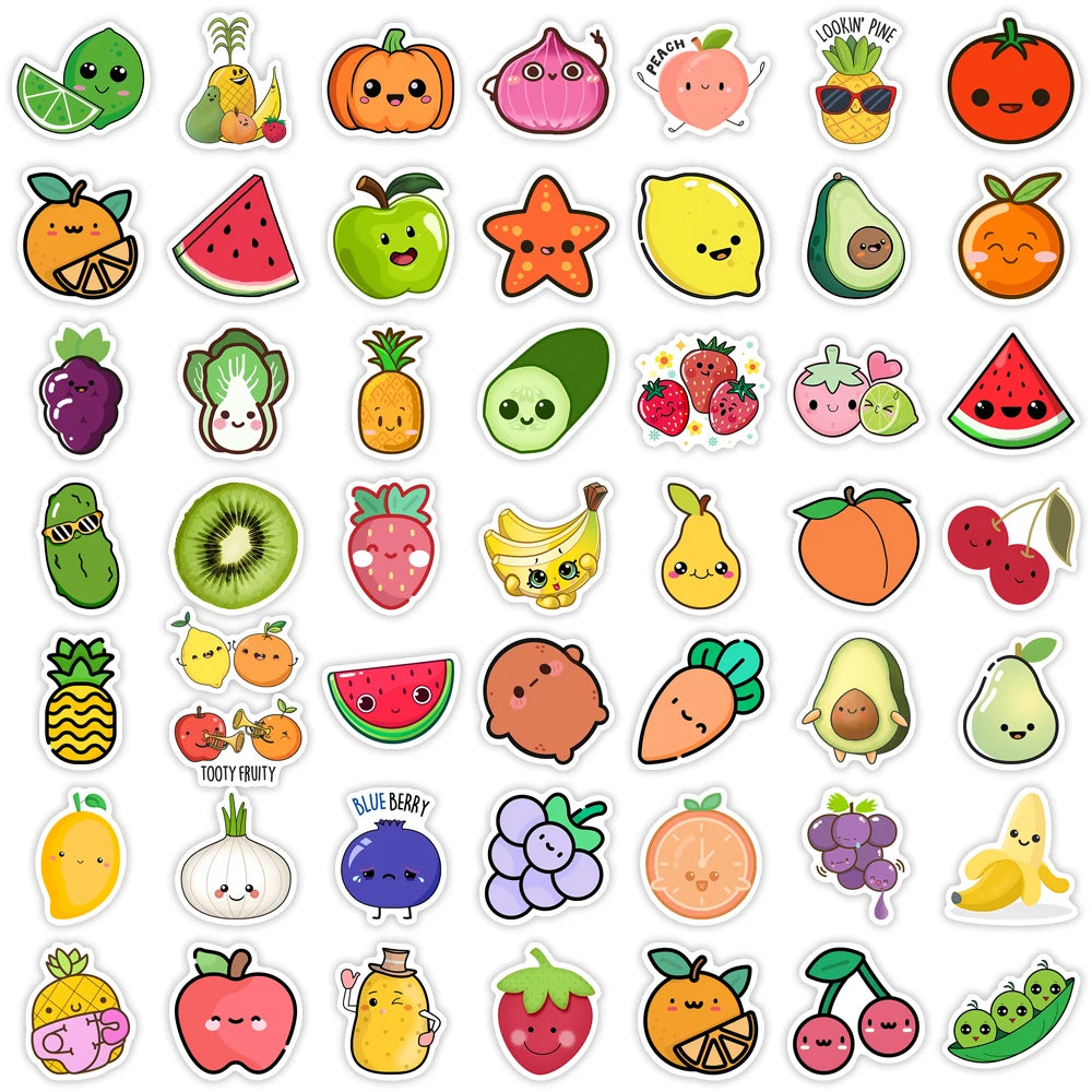 50 pcs Cute/Kawaii Fruit And Vegetable Stickers