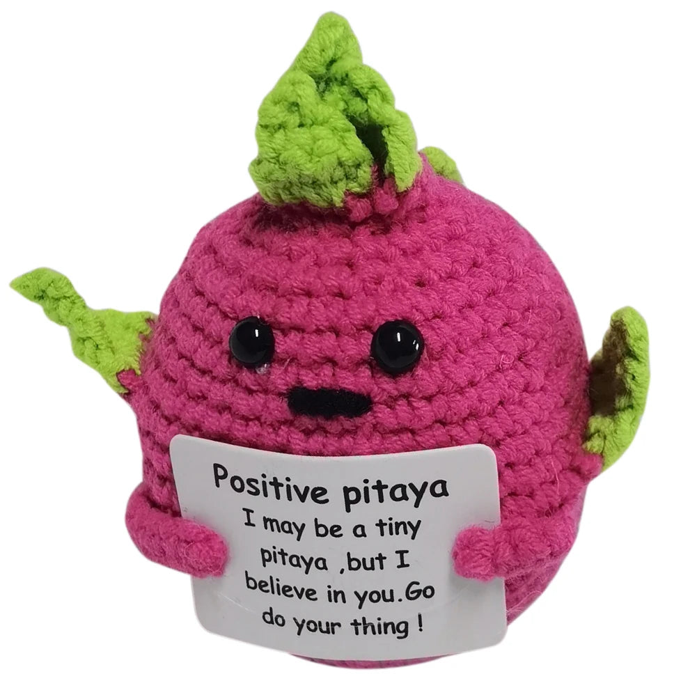 Handmade Knitted Potato/Corn/Carrot/Chicken/Avocado/Pear/Apple/Eggplant/Pea/Peach/Pitaya With Positive Message - 25 Styles