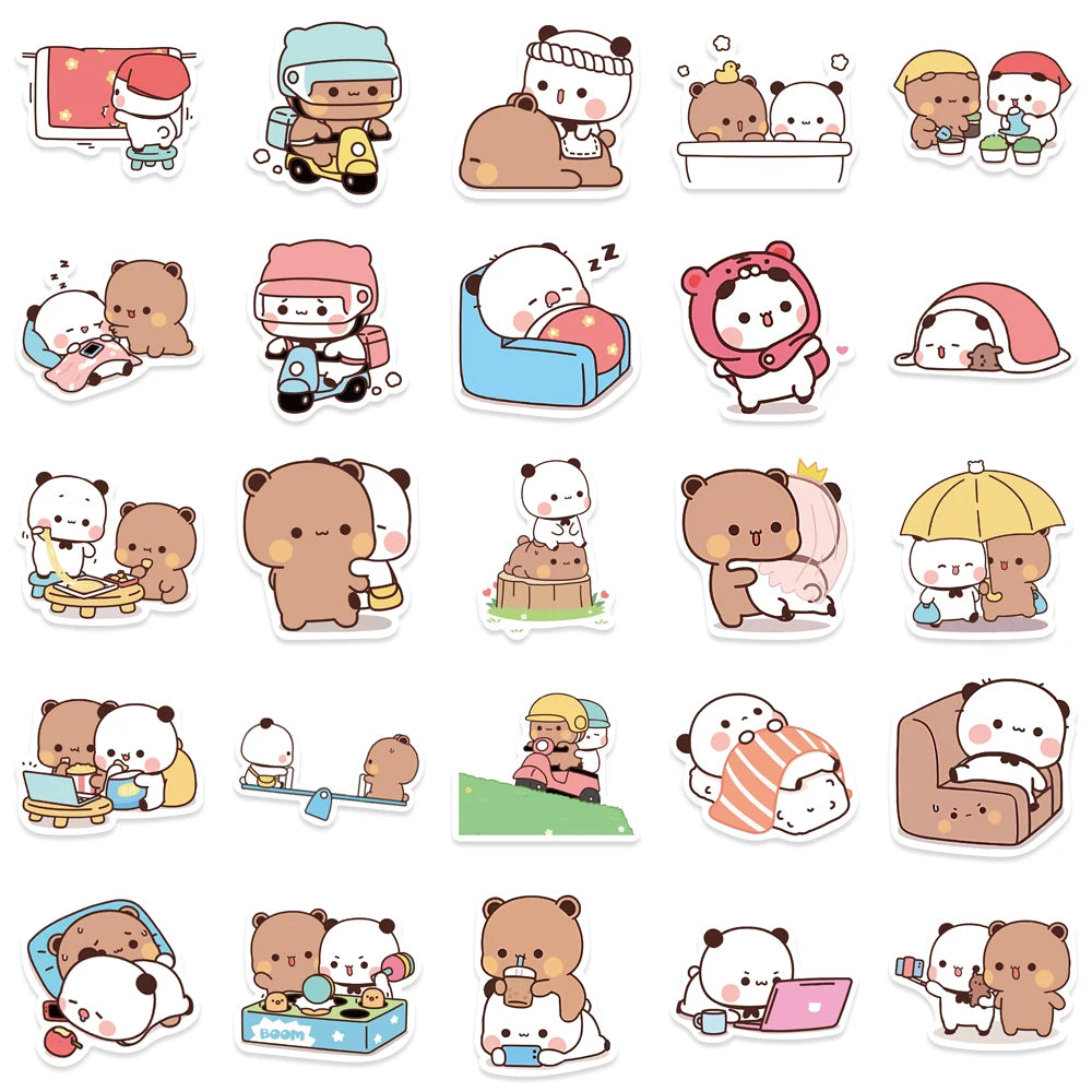 50 pcs (Random) Cute/Kawaii Panda and Bear Stickers