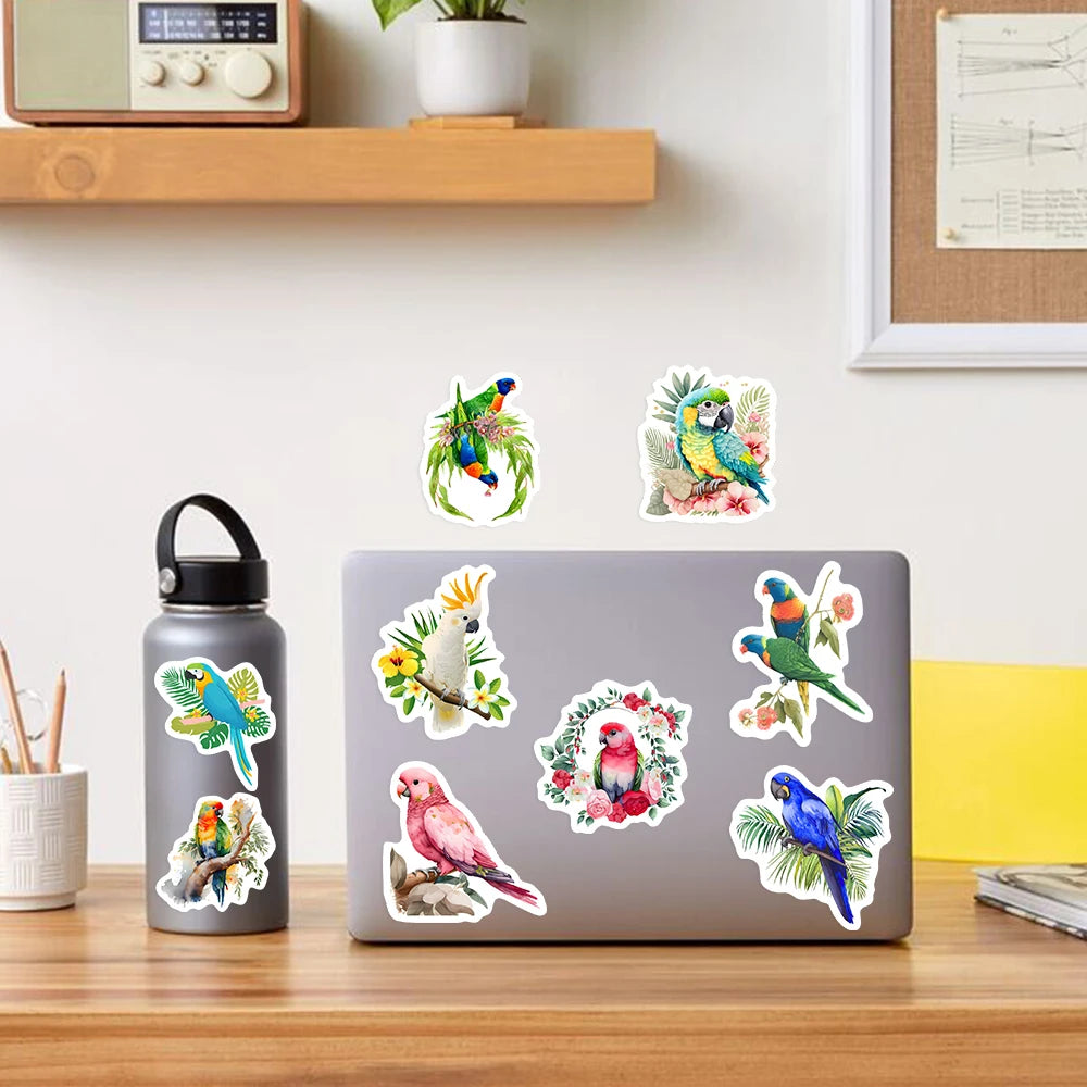 50 pcs Cute/Kawaii Bird (Parrot) Stickers