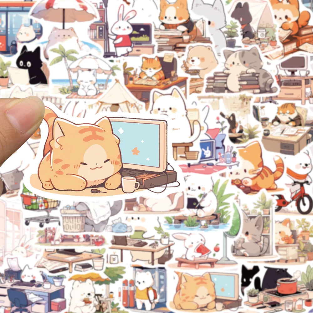 50 pcs Cute/Kawaii Cat Stickers - V4