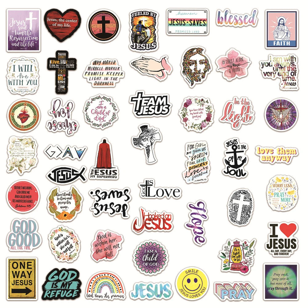 50 pcs Stickers (Bible Verse/Religious/Christian/Inspirational/Motivational) Texts