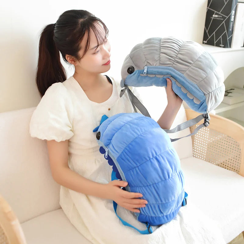 Cute Watermelon(Melon) Worm Plush Backpacks 40cm - Blue/Grey