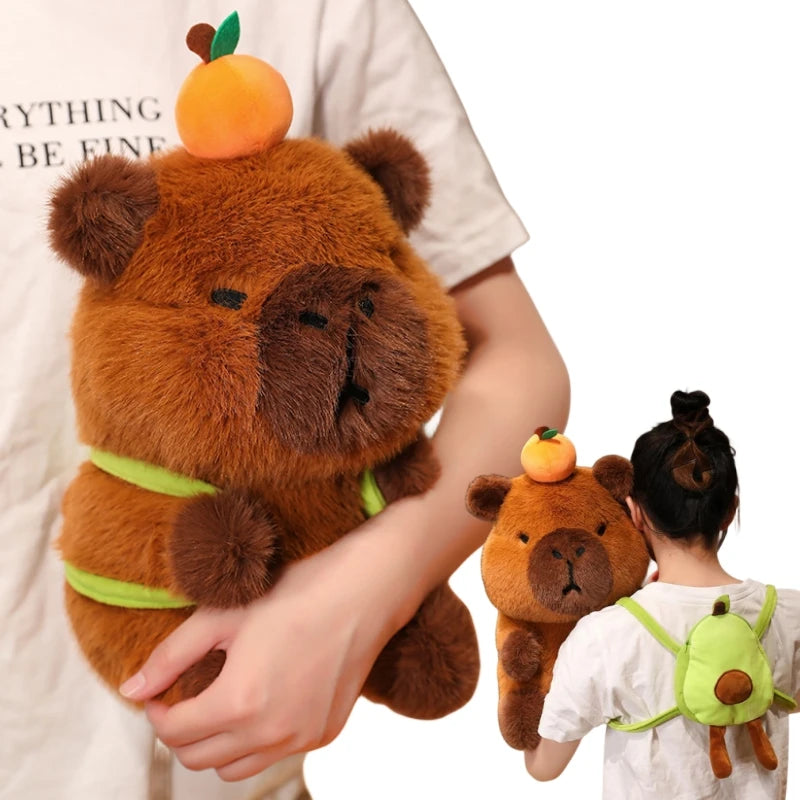 Cute Capybara With Avocado Backpack Plush Toys 28/35/45cm