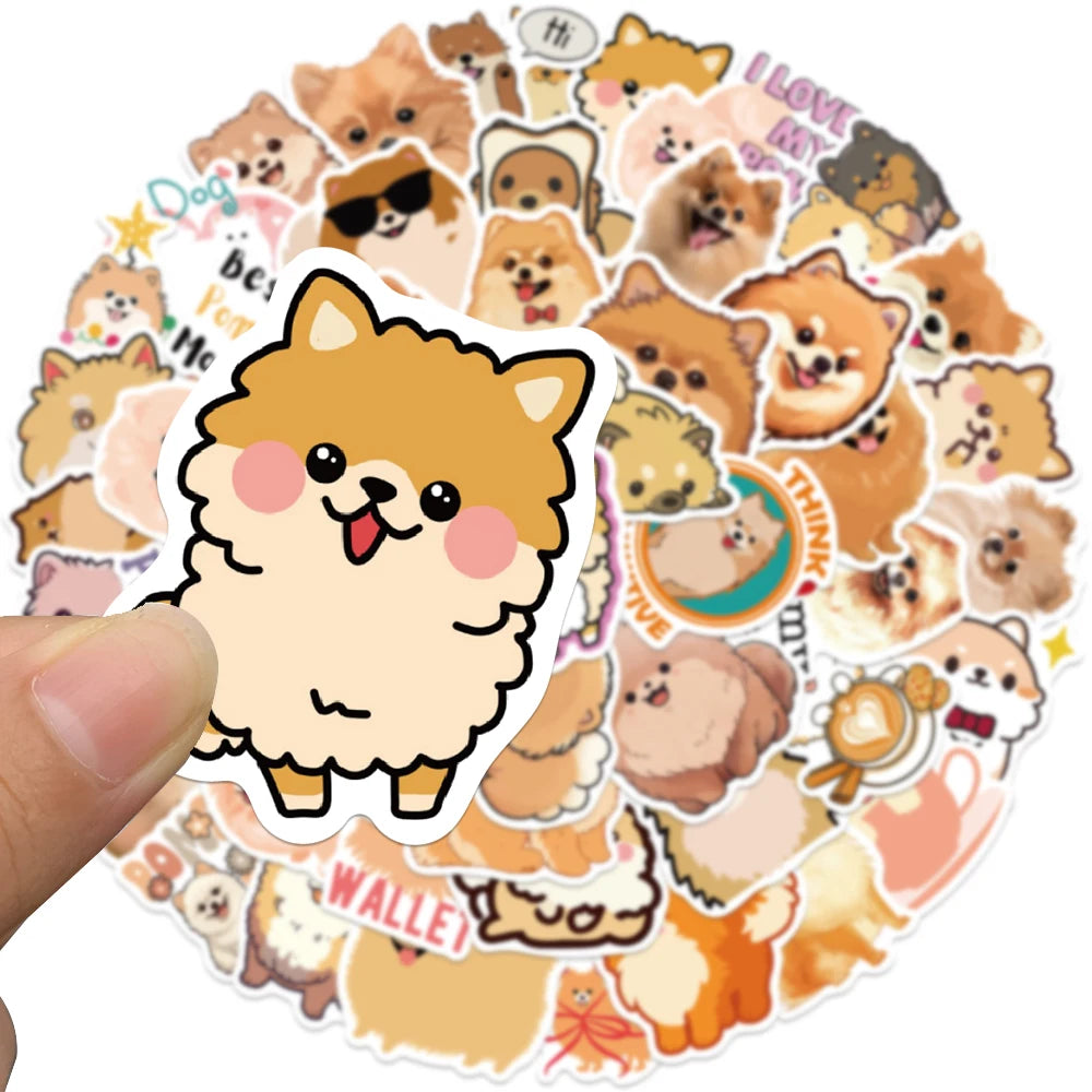 50 pcs Cute/Kawaii Dog (Pomeranian) Stickers